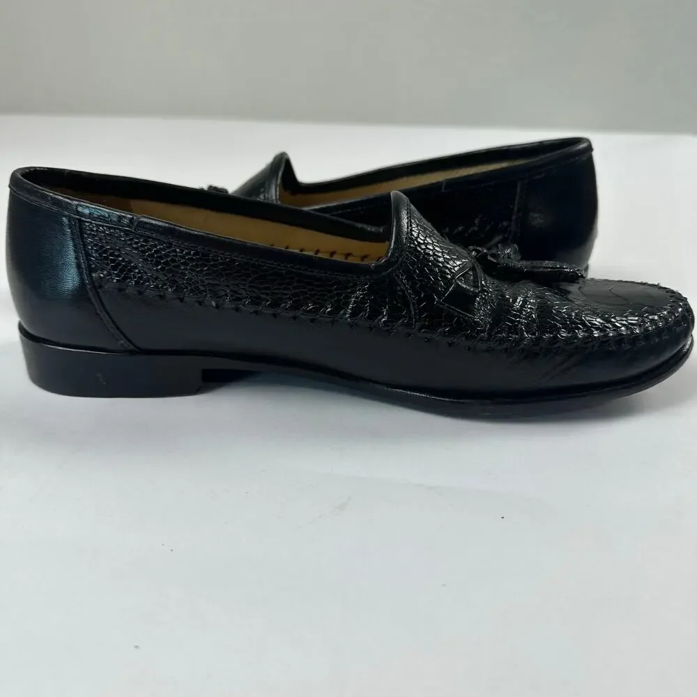 Zelli Italia Handcrafted Ostrich Black Leather Tassel Loafers Moc Toe Mens 9.5